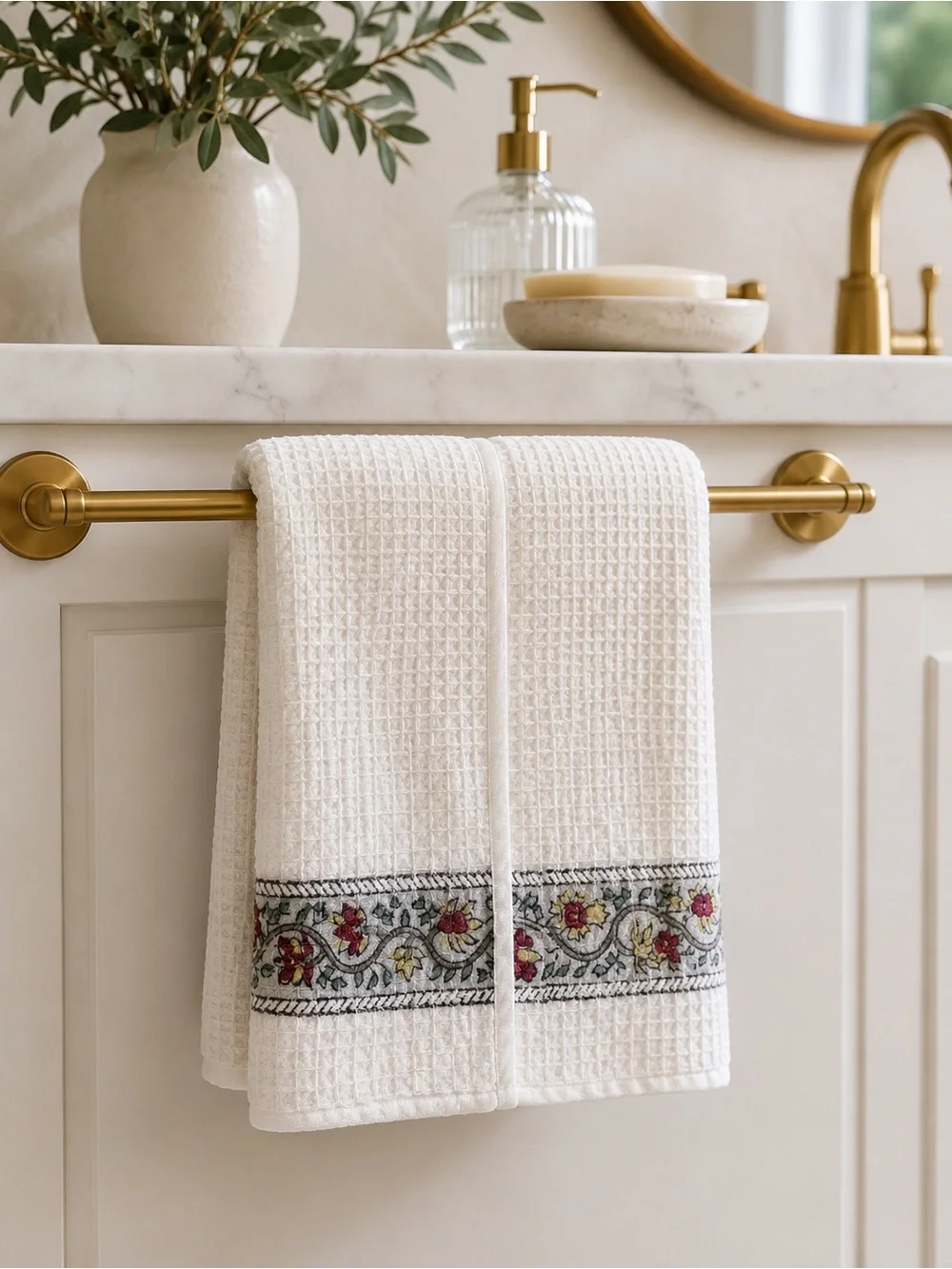 Inka Guldasta Waffle Weave Hand Towels – Set of 2 – 15” x 24” NWT Handmade